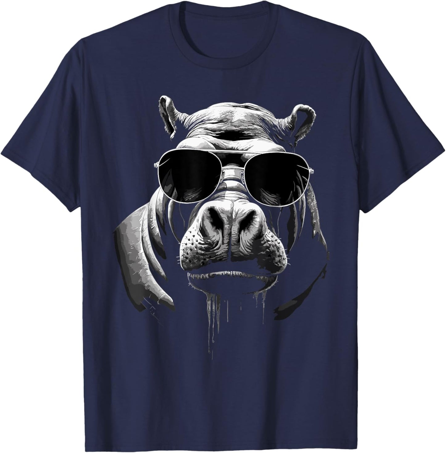 Sunglasses Africa Safari Zoo Animal Lovers Cool Hippo T-Shirt - T-Shirt | Navy