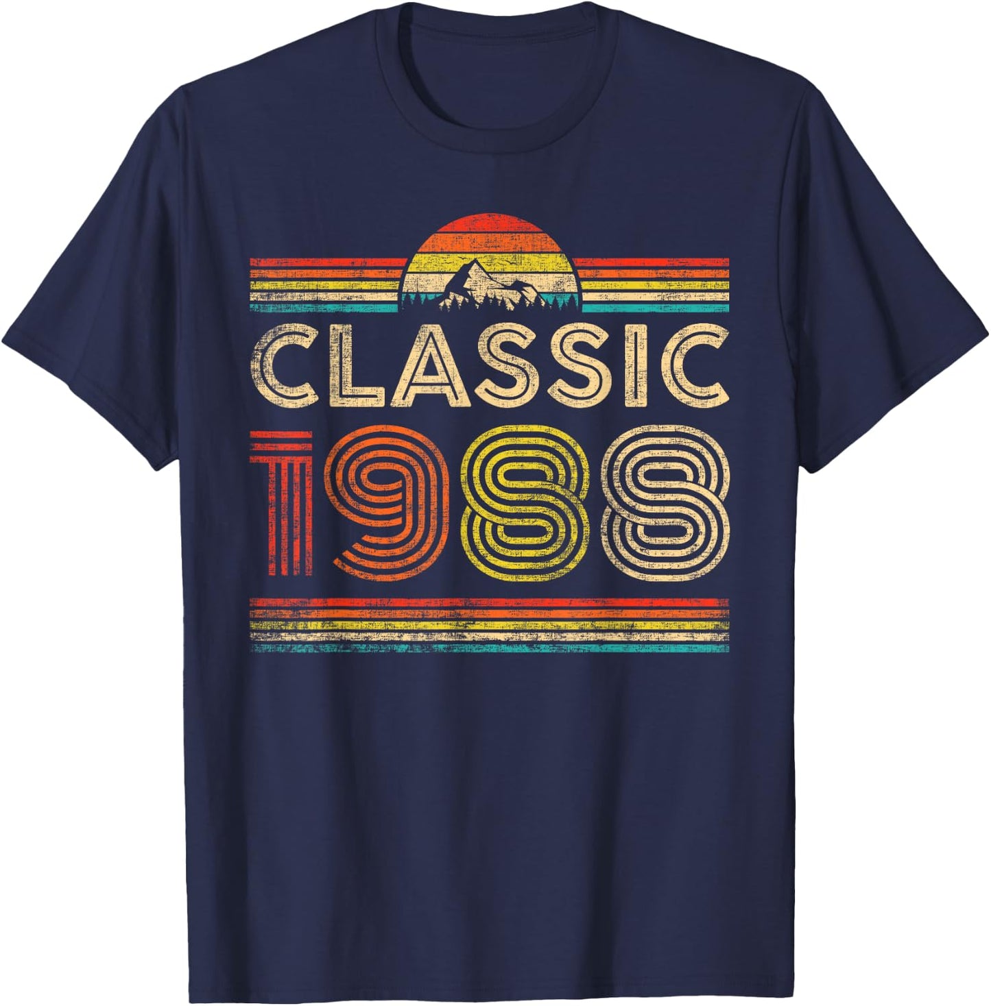 Classic 1988 Vintage 1988 Classic Year Men Women Birthday T-Shirt - T-Shirt | Navy