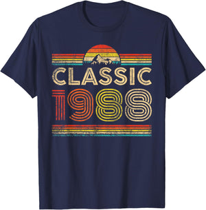 Classic 1988 Vintage 1988 Classic Year Men Women Birthday T-Shirt - T-Shirt | Navy