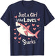 Just a Girl Who Loves Sharks Cute Shark Lover Girls Gifts T-Shirt - T-Shirt | Navy