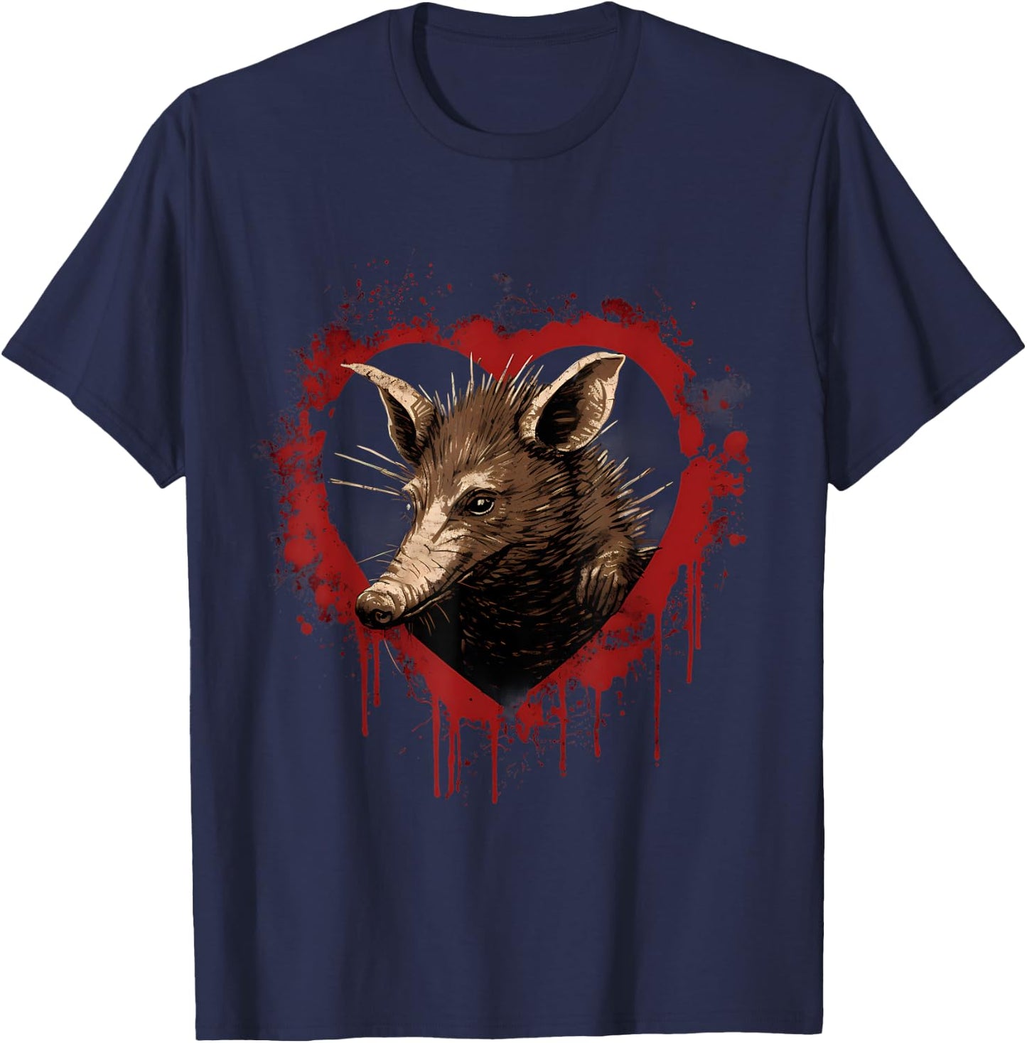 Aardvark Drawing Heart Animal Art Splash Nature Artwork T-Shirt - T-Shirt | Navy