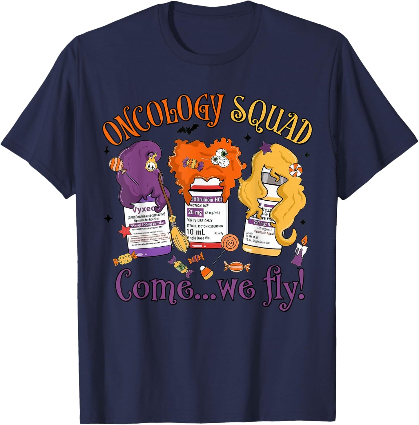 Oncology Nurse Halloween, Pediatric Oncology,Oncology Squad T-Shirt - T-Shirt | Navy