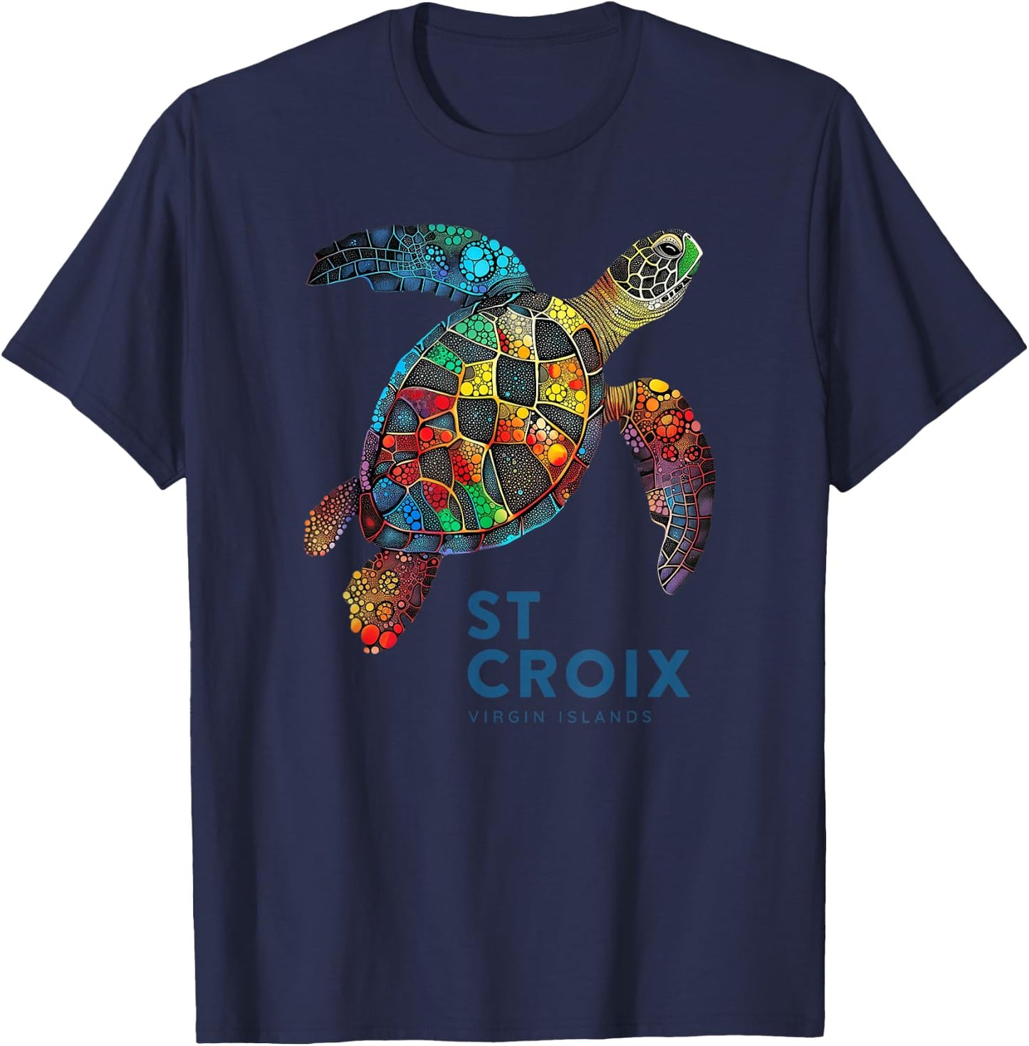 St Croix Virgin Islands Vintage Vacation Shirt Sea Turtle T-Shirt - T-Shirt | Navy