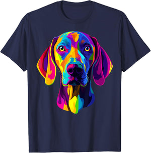 Colorful Weimaraner Face Rainbow Dog Lover Men Women Black T-Shirt - T-Shirt | Navy