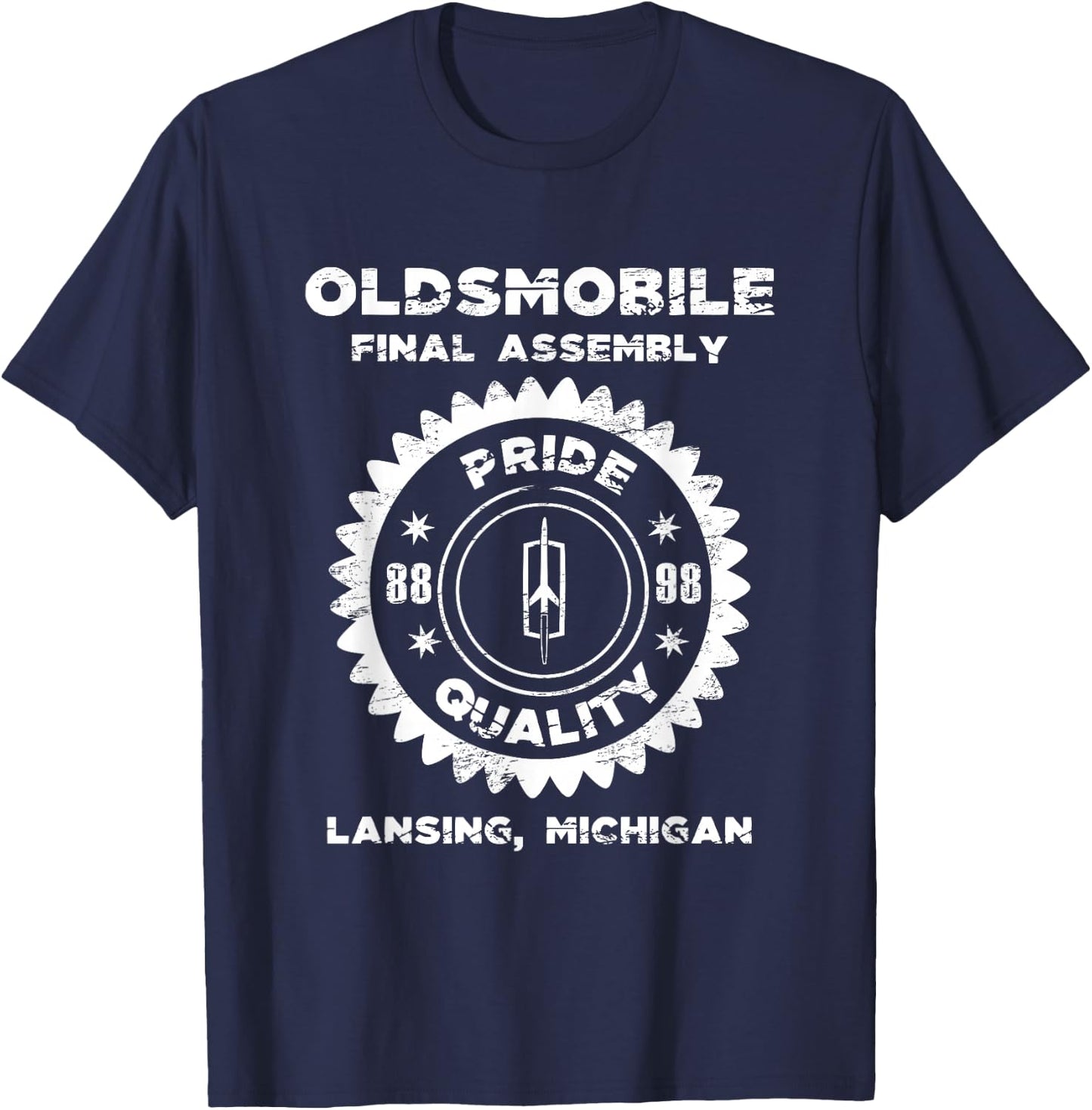 Oldsmobile Motors Final Assembly Graphic Classic Car Show T-Shirt - T-Shirt | Navy