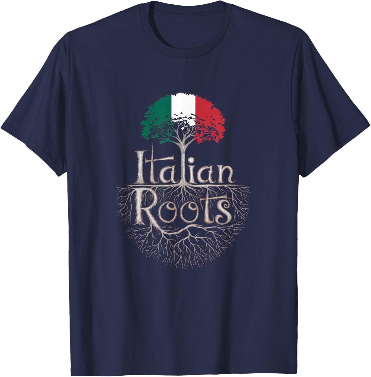 Italian Roots - Italy Flag Colors Family Tree Souvenir T-Shirt - T-Shirt | Navy