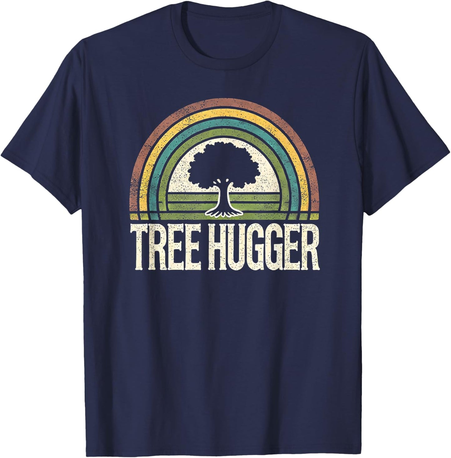 Retro Tree Hugger Design T-Shirt - T-Shirt | Navy