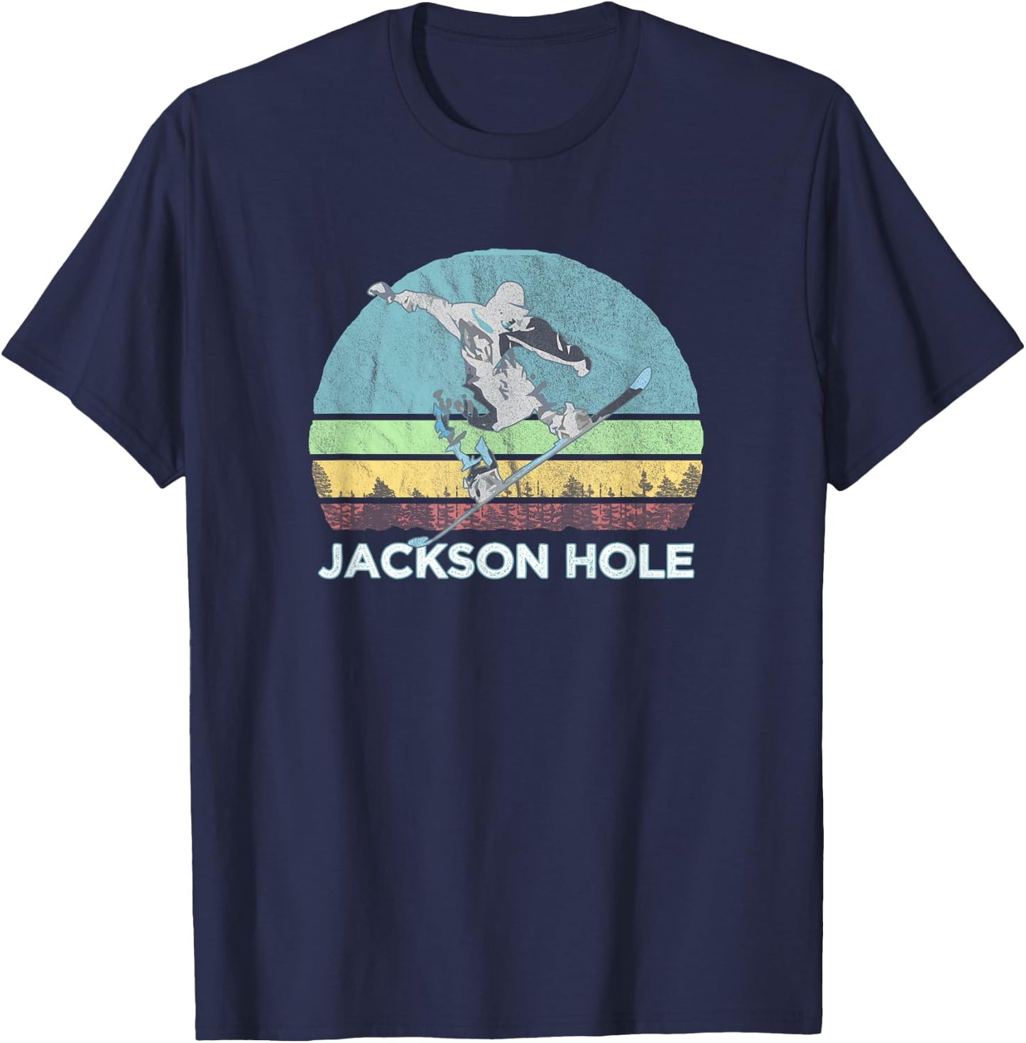 Jackson Hole Snowboard / Retro Vintage Jackson Hole, WY T-Shirt - T-Shirt | Navy