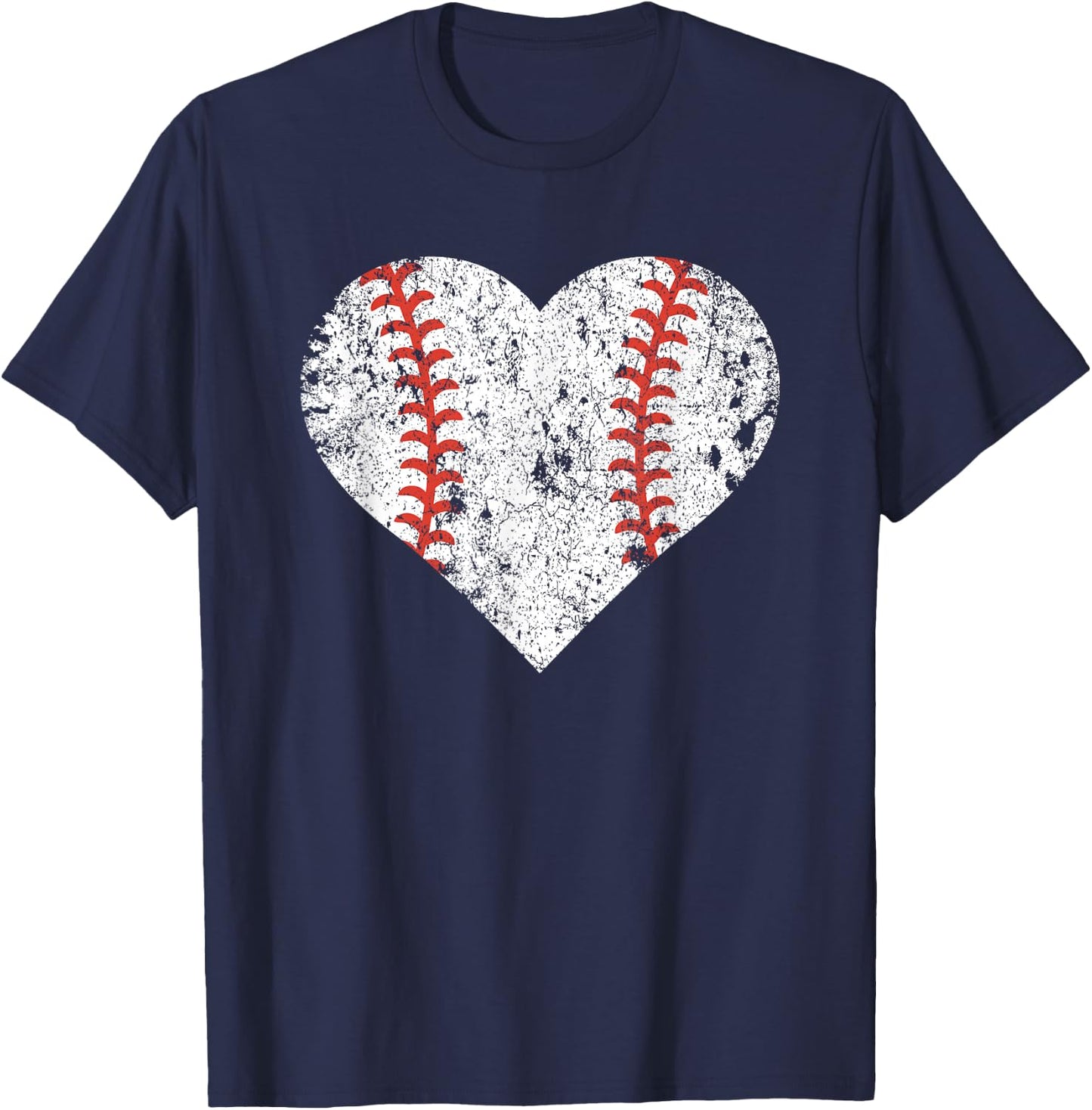 Vintage Retro Baseball Heart Baseball Lover T-Shirt - T-Shirt | Navy