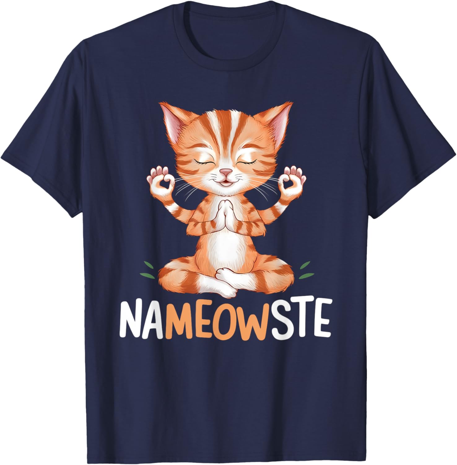 Yoga Cat Nameowste Meditation Zen Kitten Namaste Funny T-Shirt - T-Shirt | Navy