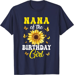 Nana Of The Birthday Girl Sunflower Party Family Matching T-Shirt - T-Shirt | Navy