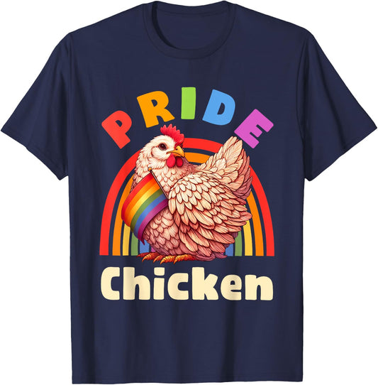 Pride Chicken Gay LBGTQ Rainbow Funny Men Women T-Shirt - T-Shirt | Navy
