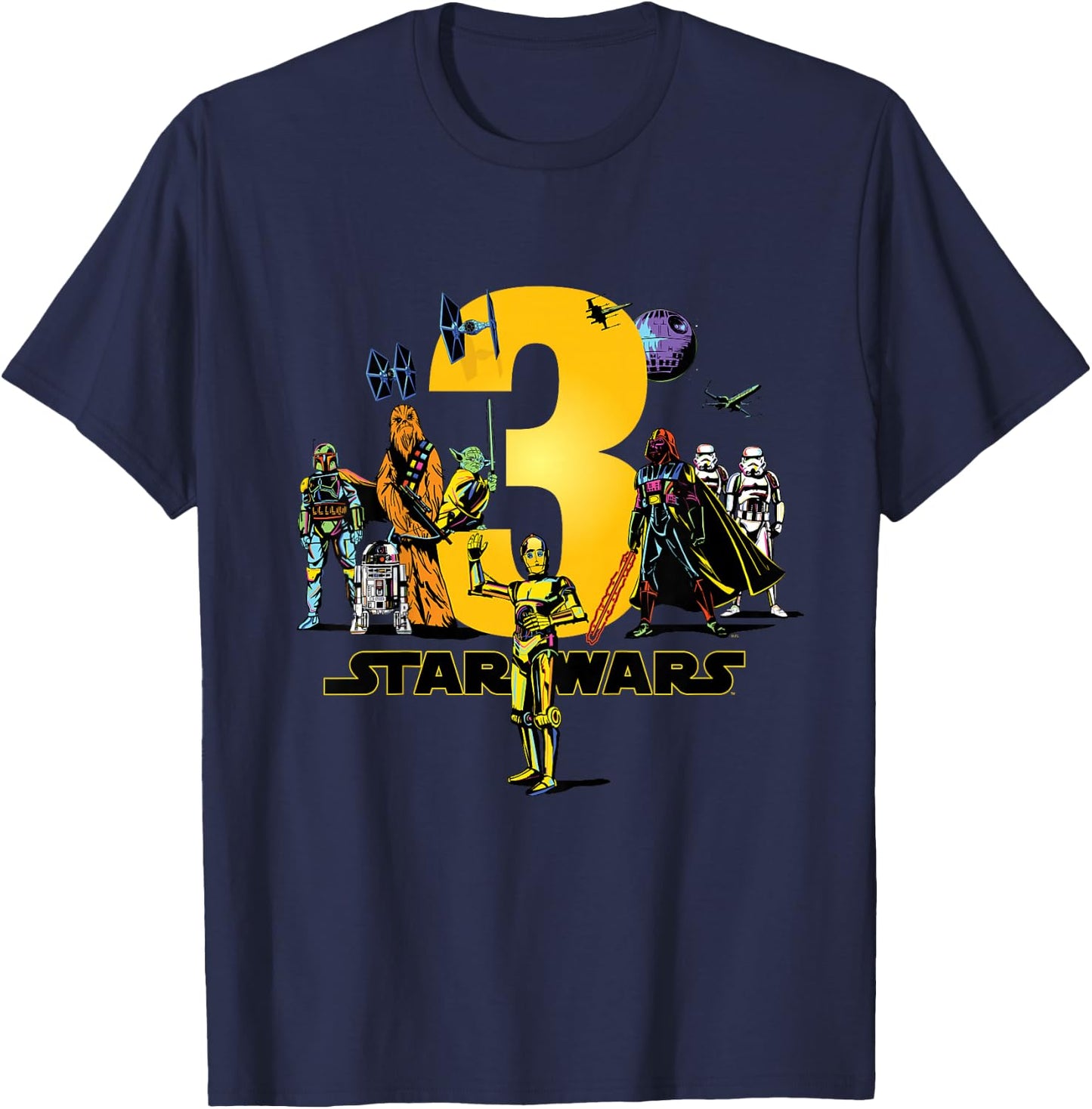 Star Wars Classic Characters Third Birthday 3 Years Old T-Shirt - T-Shirt | Navy