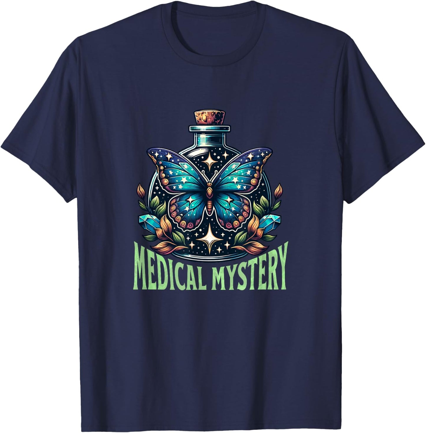 Medical Mystery Chronic Illness Spoonie Butterfly T-Shirt - T-Shirt | Navy