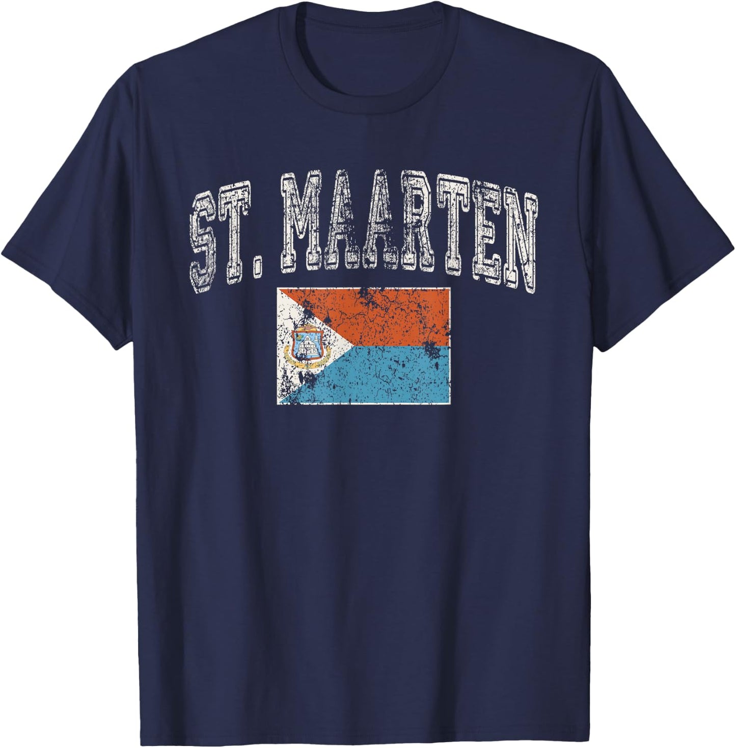 Vintage Retro Faded St Maarten Flag T-Shirt - T-Shirt | Navy