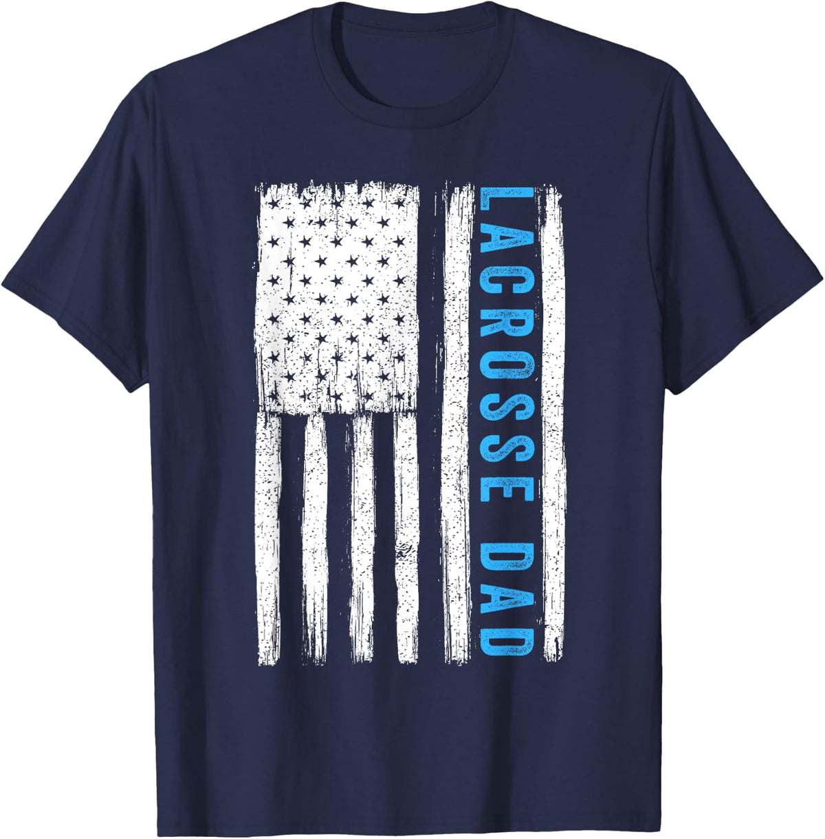 Vintage Lacrosse Dad American US Flag Best Father Papa Men T-Shirt - T-Shirt | Navy