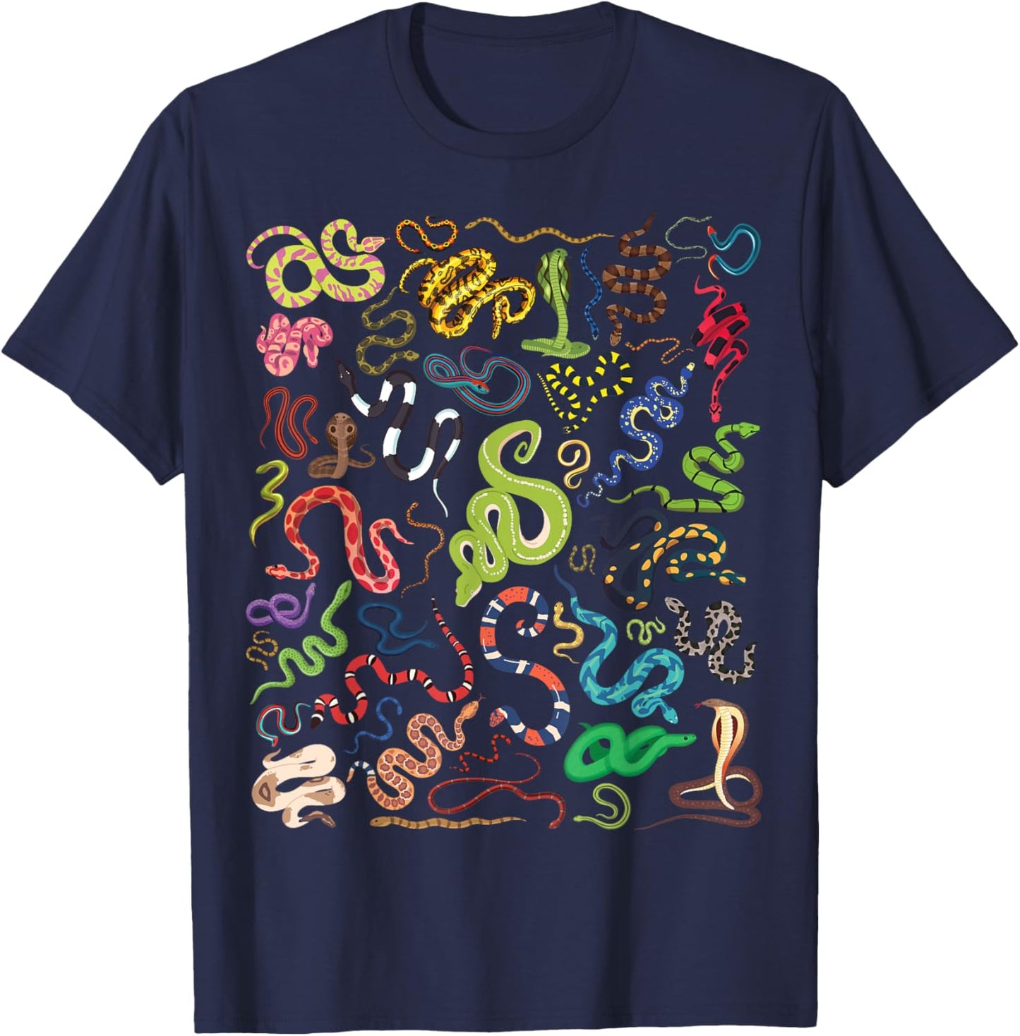 Types Of Snakes Educational Herpetologist Kids Boys Girls T-Shirt - T-Shirt | Navy