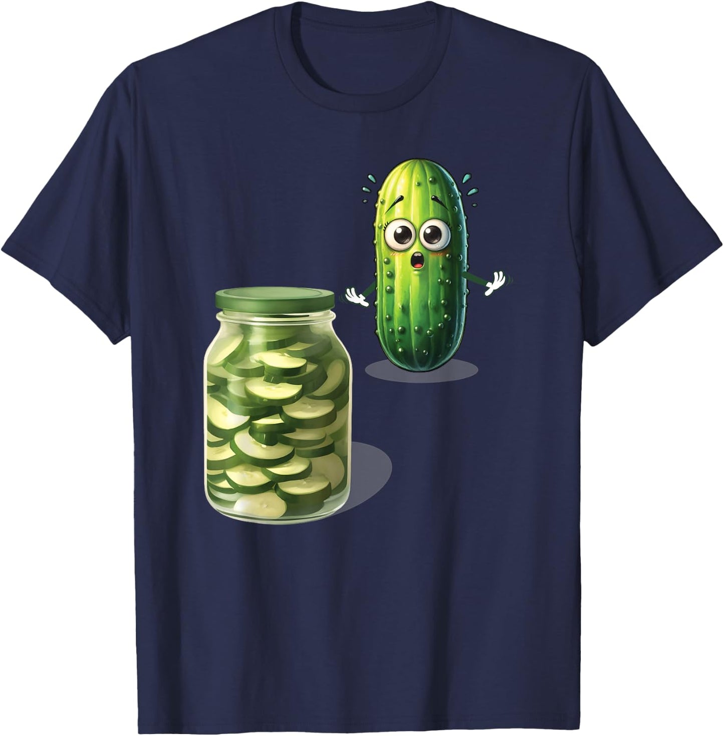 Cucumber Meme Funny Halloween Costume Shocked Pickle T-Shirt - T-Shirt | Navy