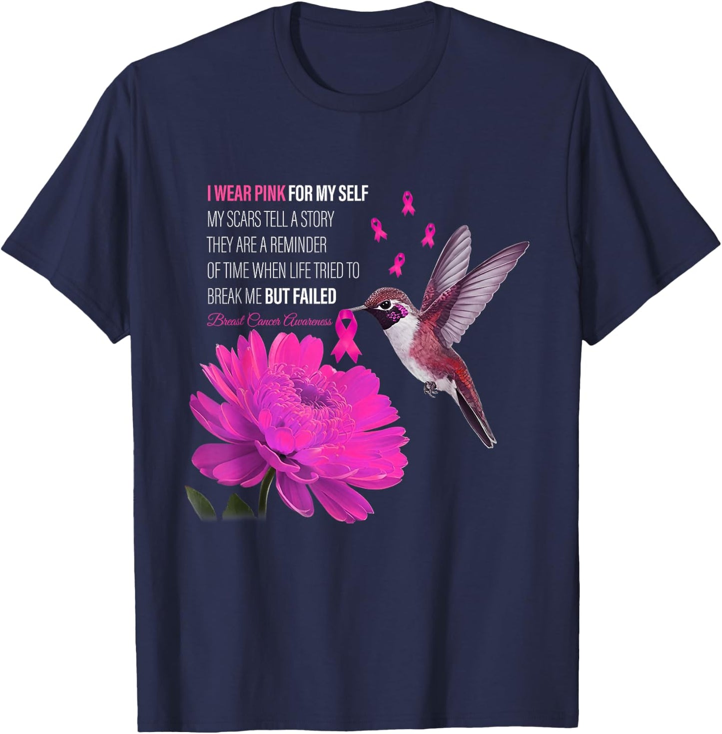 I Wear Pink For Myself My Scars Tell A Story Breast Cancer T-Shirt - T-Shirt | Navy