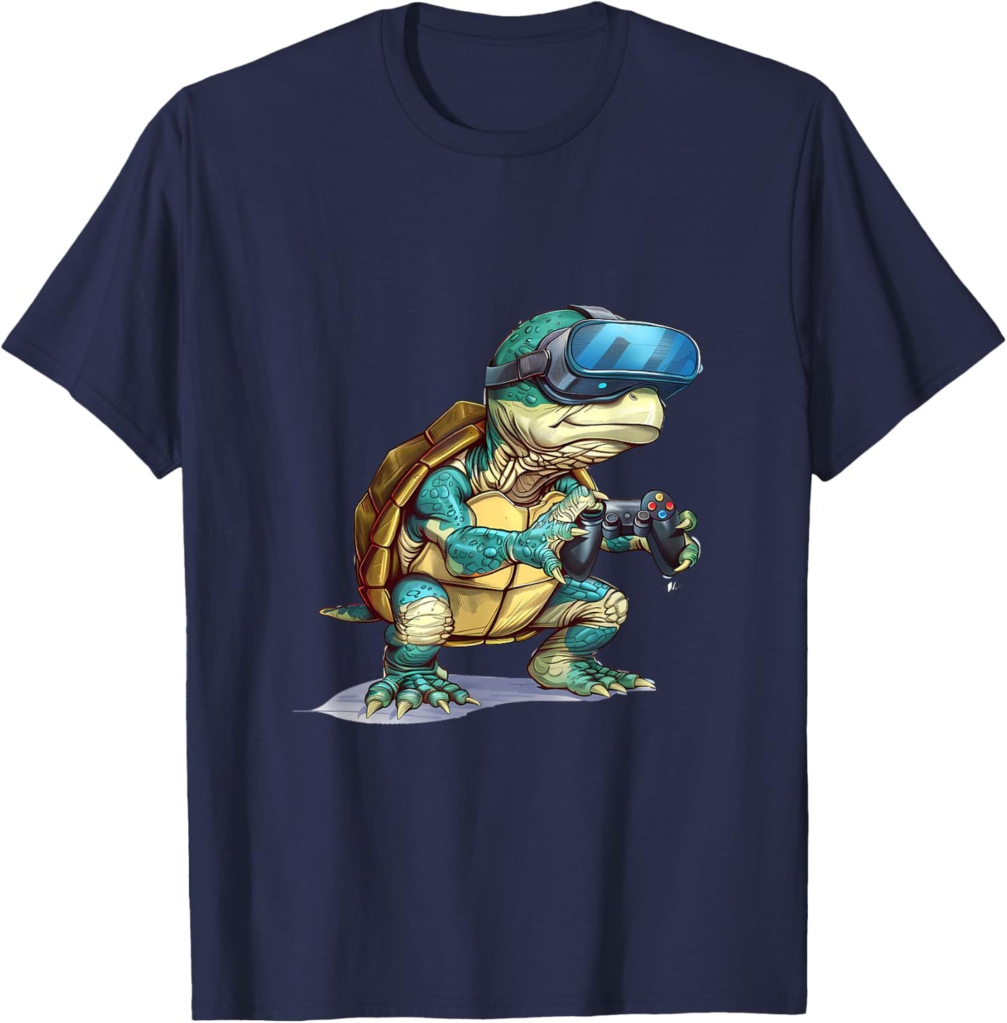 Gaming Animals- Turtle Playing Console Video Games T-Shirt - T-Shirt | Navy