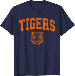 Retro Tigers School Sports Name Women Kids T-Shirt - T-Shirt | Navy