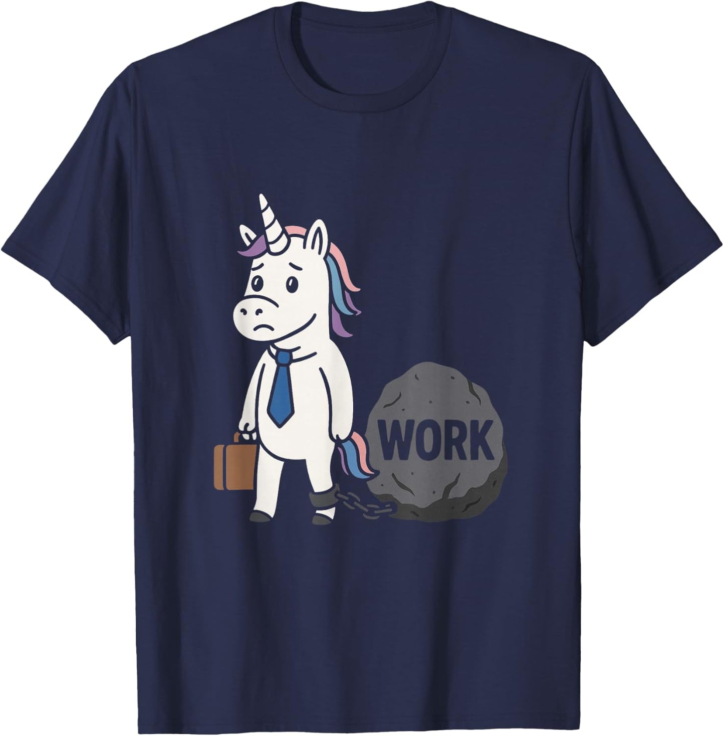 Funny Work Unicorn Chained to Rock Office Humor Burnout T-Shirt - T-Shirt | Navy