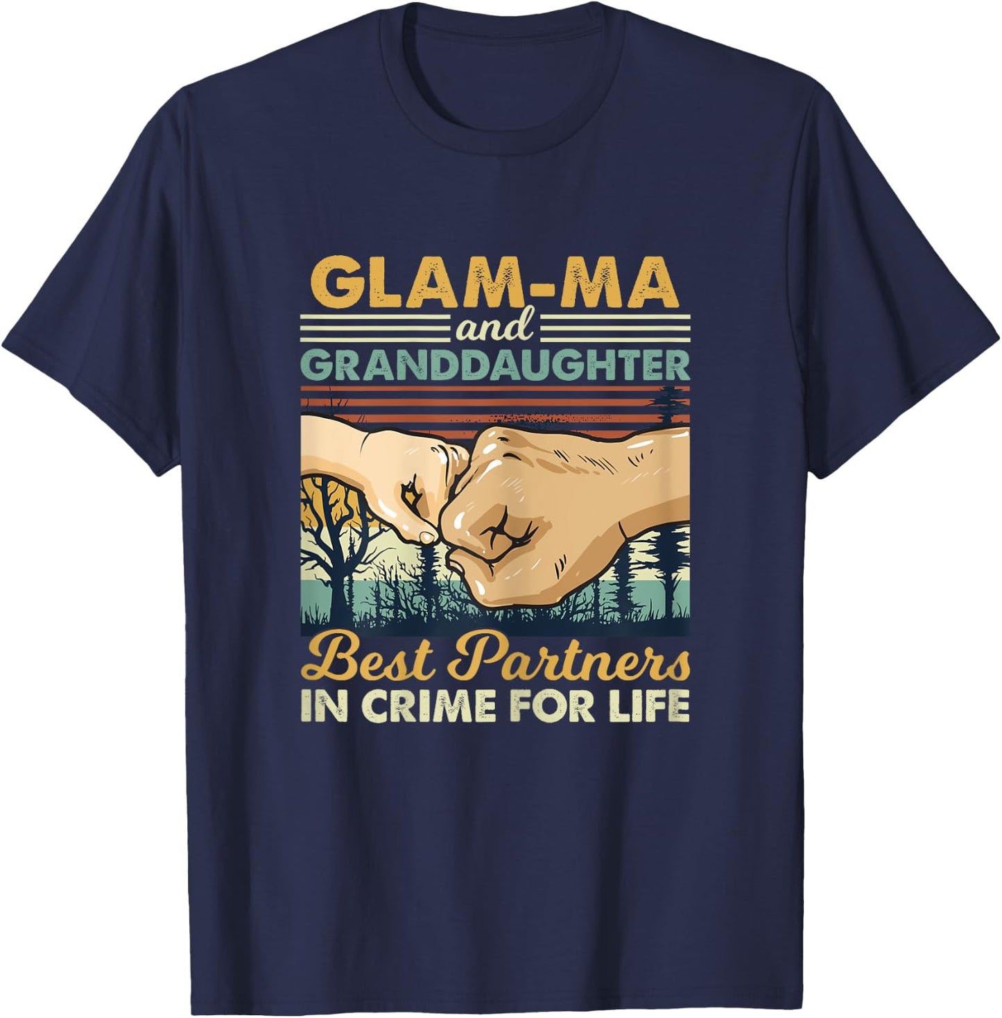 Glam ma and Granddaughter Partner In Crime Fist Bump T-Shirt - T-Shirt | Navy