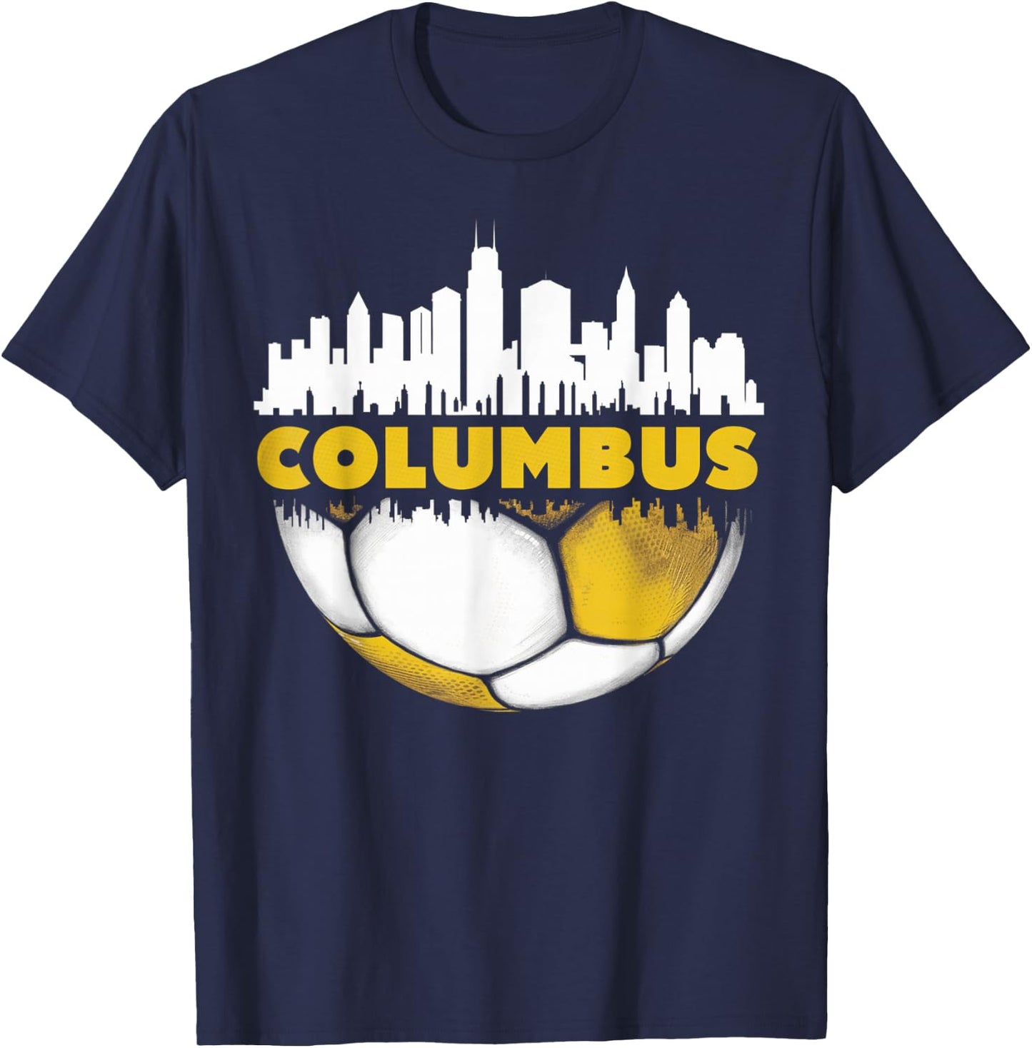 Columbus Soccer City Skyline - Gifts for Soccer Lover & Fan T-Shirt - T-Shirt | Navy