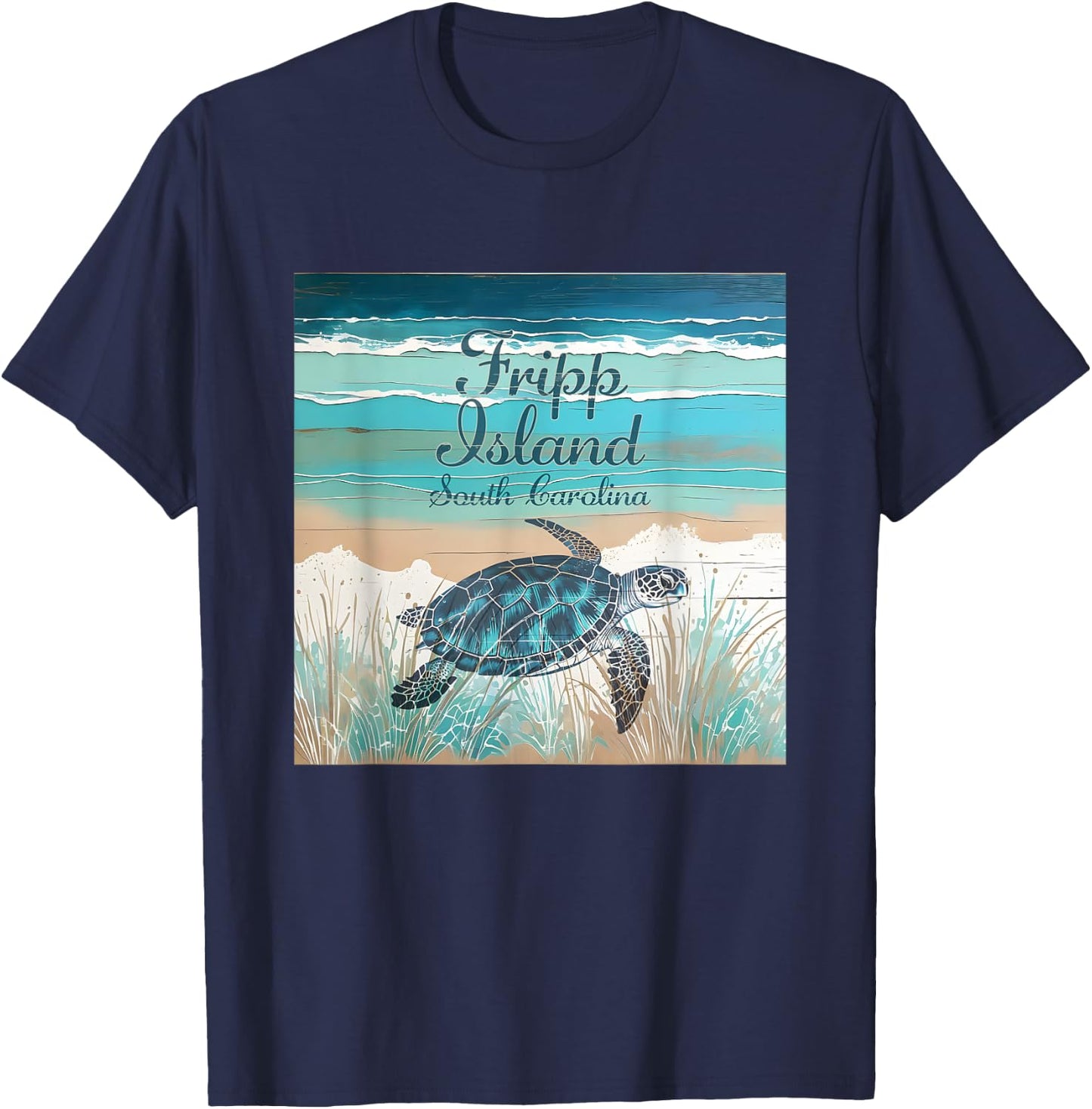 Fripp Island South Carolina Sea Turtle Beach Decor T-Shirt - T-Shirt | Navy