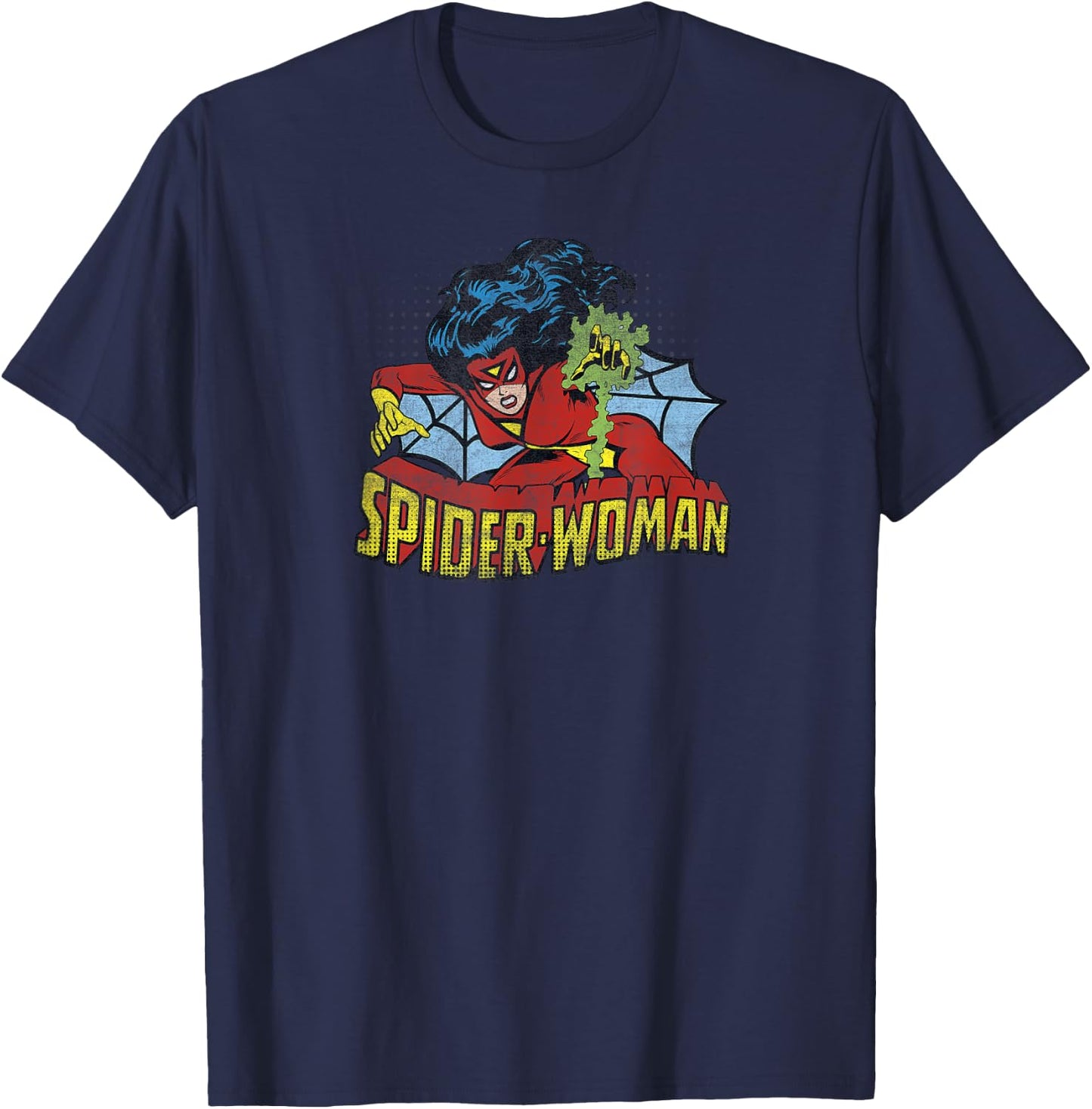Marvel Comics Retro Distressed Spider-Woman Vintage T-Shirt - T-Shirt | Navy