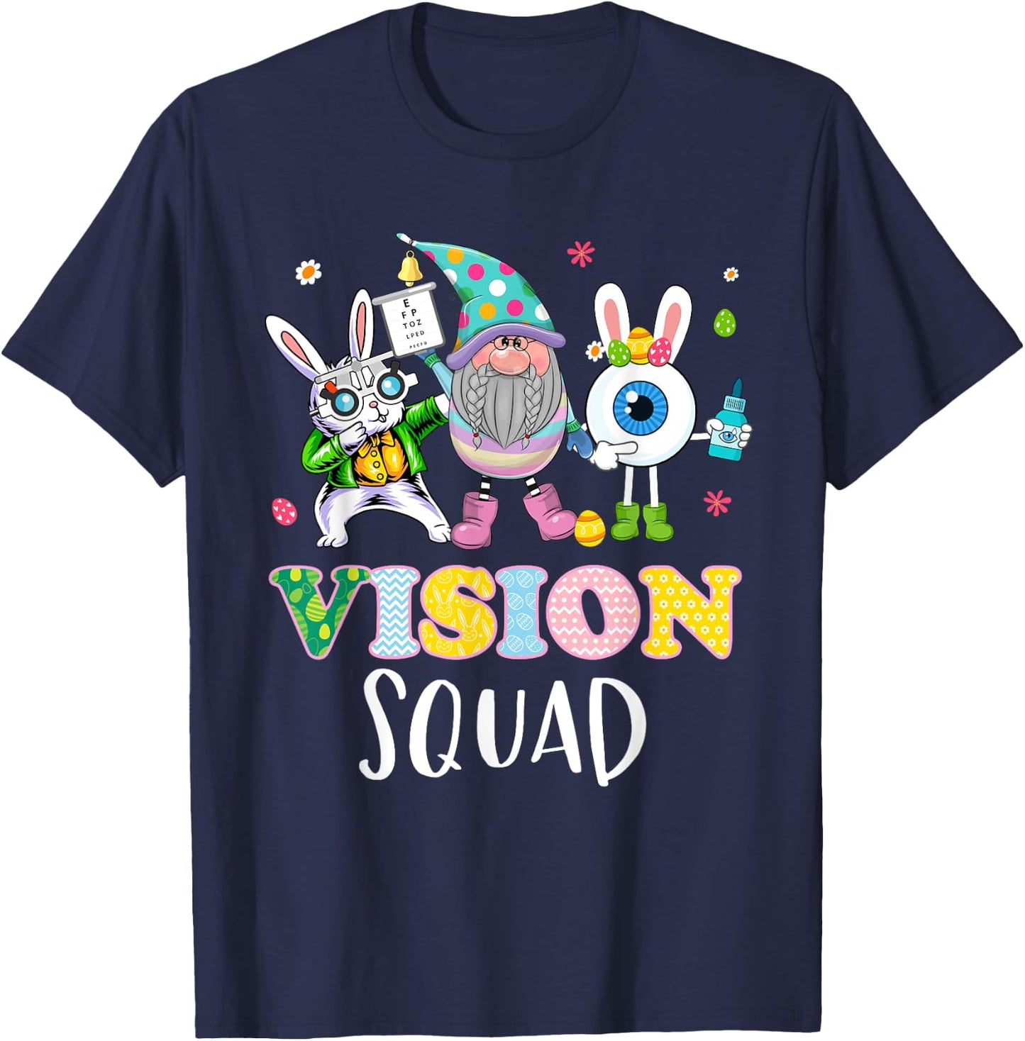 Funny Vision Squad Optometry Optometrist Bunny Easter Day T-Shirt - T-Shirt | Navy