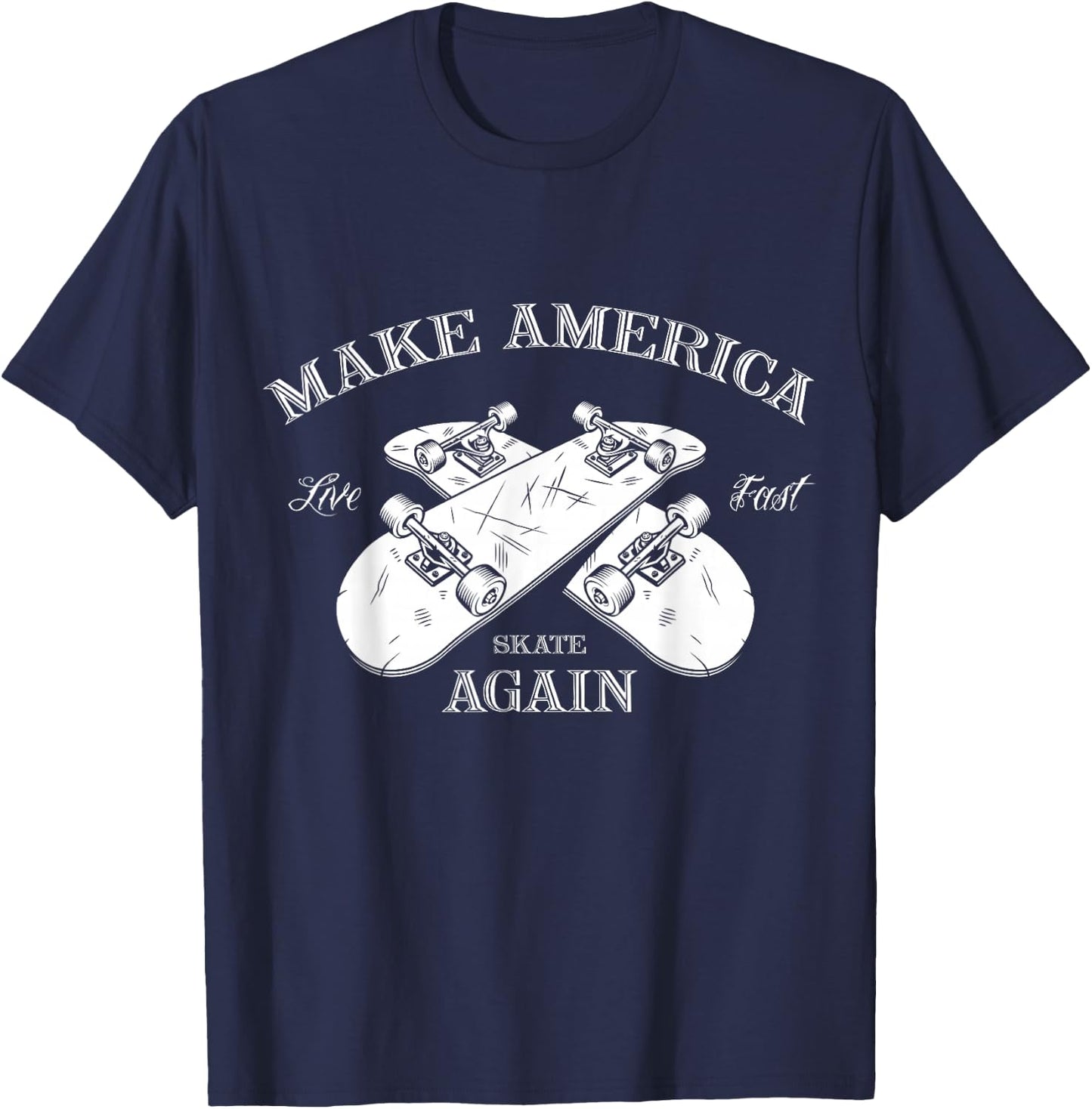 Skateboard Skateboarding Make America Skate Again T-Shirt - T-Shirt | Navy
