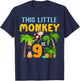 This Little Monkey Is 9 Jungle Animal 9th Bday 9 Years Old T-Shirt - T-Shirt | Navy