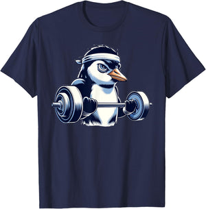 Penguin Powerlifting Weightlifting Gym Workout T-Shirt - T-Shirt | Navy