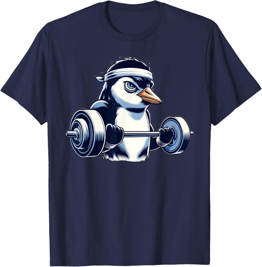 Penguin Powerlifting Weightlifting Gym Workout T-Shirt - T-Shirt | Navy