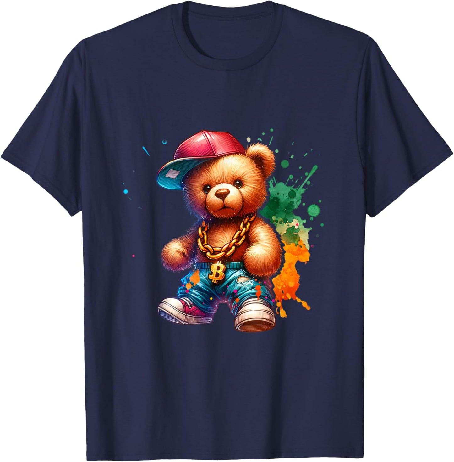 Hip Hop Bear Colourful Teddy Bear Urban Gangster Teddy Bear T-Shirt - T-Shirt | Navy