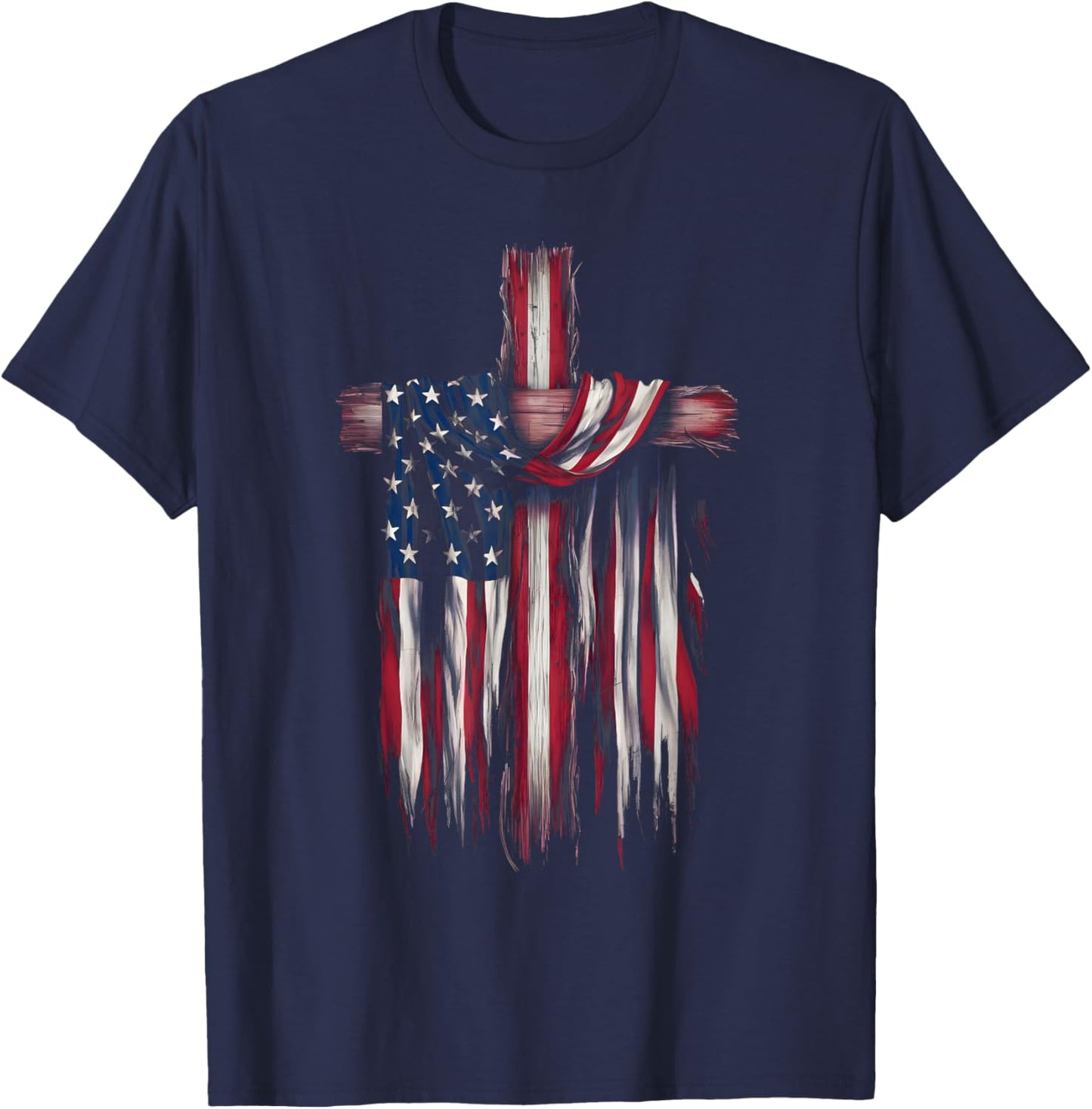 USA Flag Religious Quote 4th of July Christian Faith T-Shirt - T-Shirt | Navy