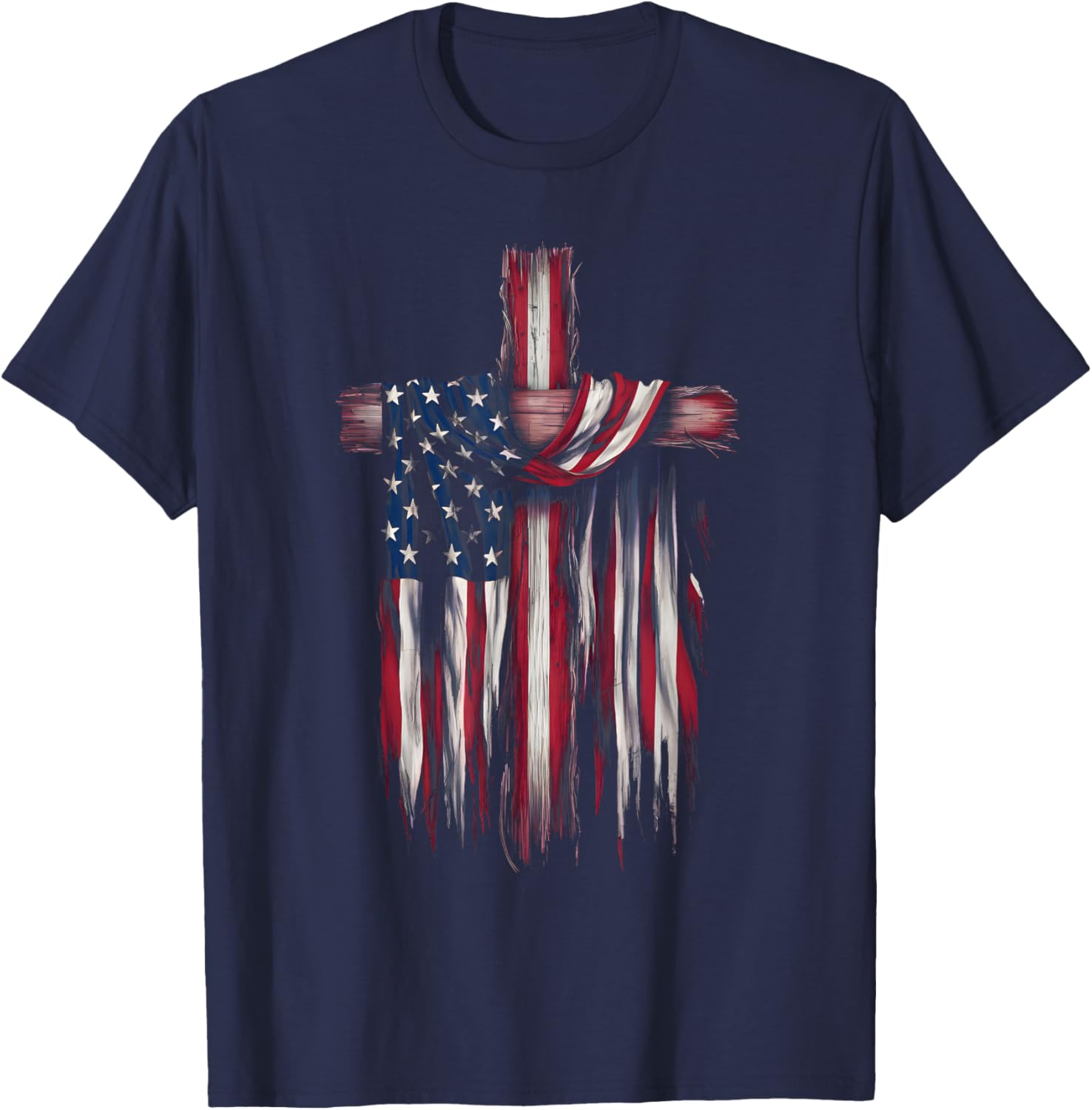 USA Flag Religious Quote 4th of July Christian Faith T-Shirt - T-Shirt | Navy