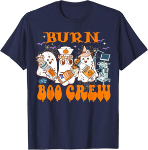 Burn Nurse Halloween Anesthetist Boo Crew Squad T-Shirt - T-Shirt | Navy