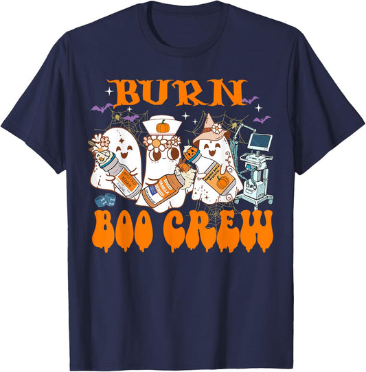 Burn Nurse Halloween Anesthetist Boo Crew Squad T-Shirt - T-Shirt | Navy