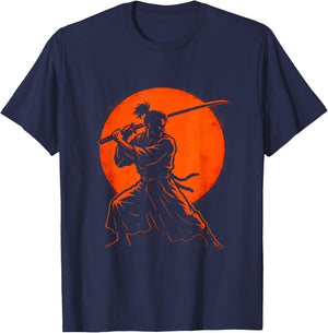Samurai Warrior - Vintage Japanese Retro Art T-Shirt - T-Shirt | Navy