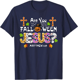 Are You Fall-O-Ween Jesus Pumpkin Spooky Halloween Christian T-Shirt - T-Shirt | Navy