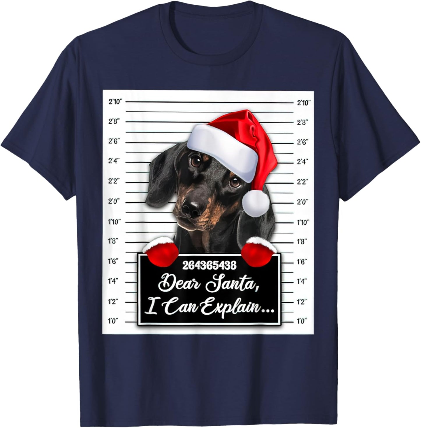 Dachshund Xmas Dear Santa I Can Explain Funny Christmas T-Shirt - T-Shirt | Navy
