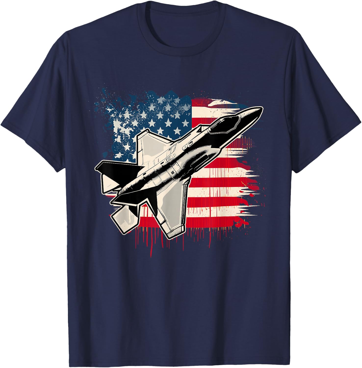 USA Fighter Jet F-35 4th of July Men Women Kids Patriotic T-Shirt - T-Shirt | Navy