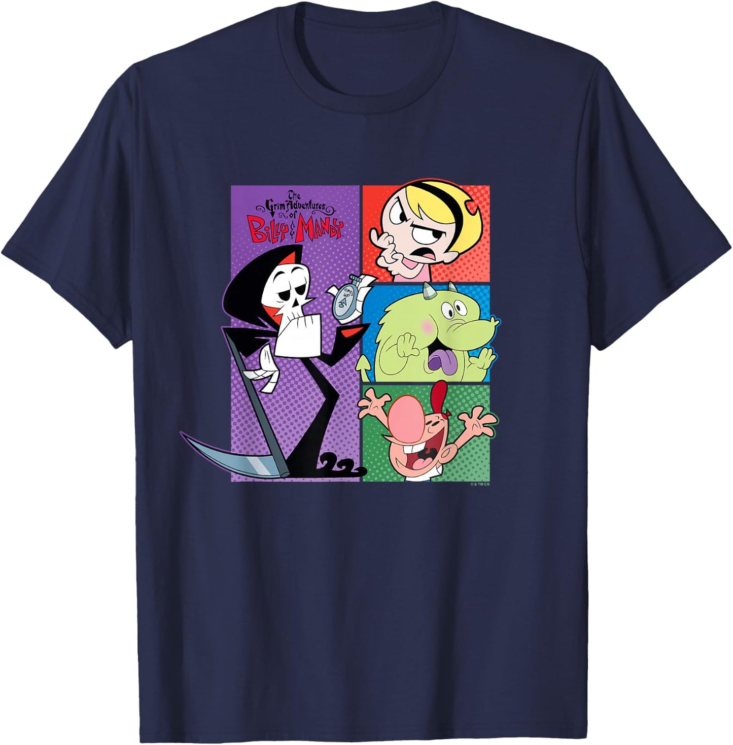The Grim Adventures of Billy and Mandy Big Chest Panels T-Shirt - T-Shirt | Navy