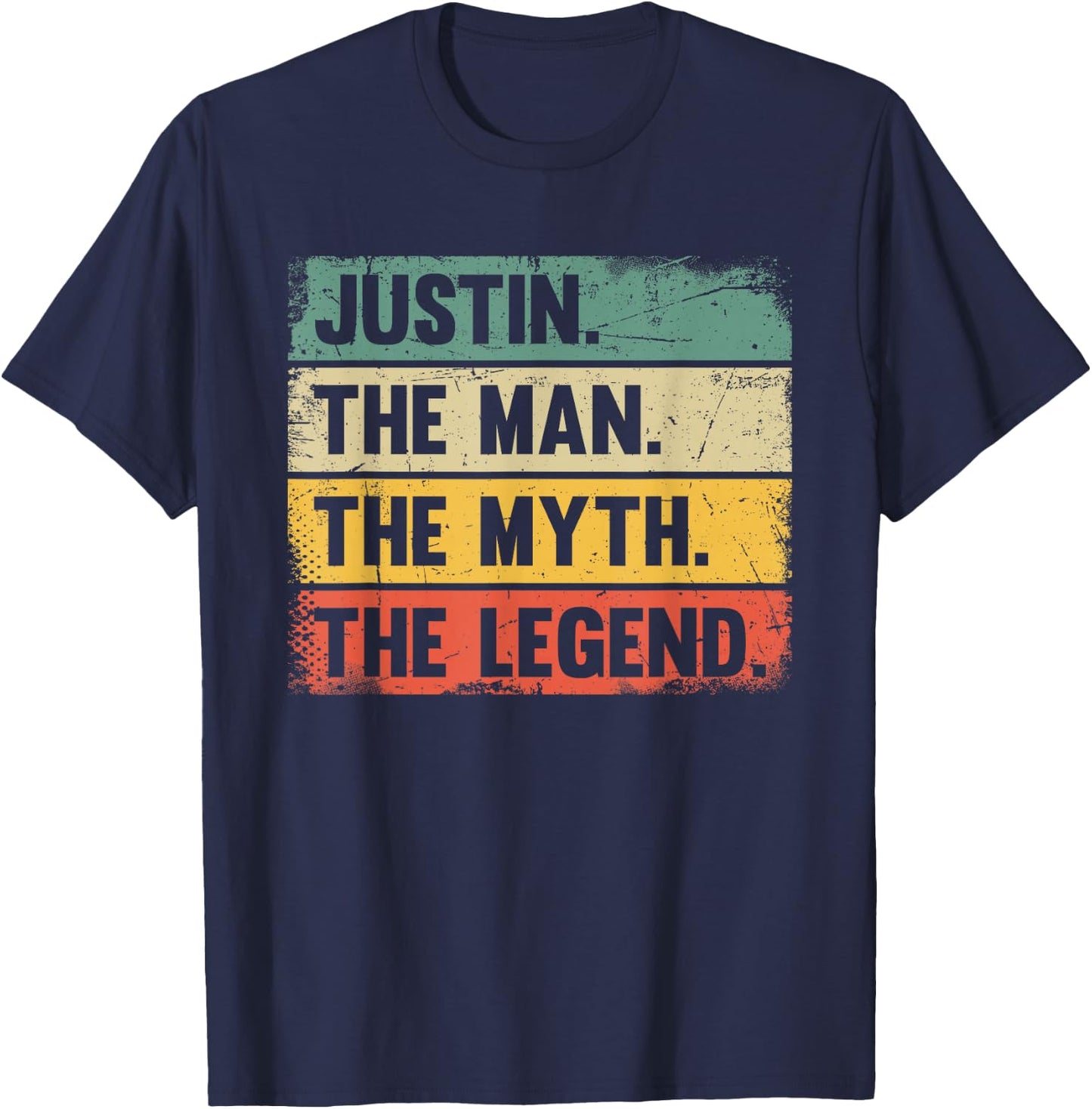 Justin The Man The Myth The Legend - Retro Gift Justin T-Shirt - T-Shirt | Navy