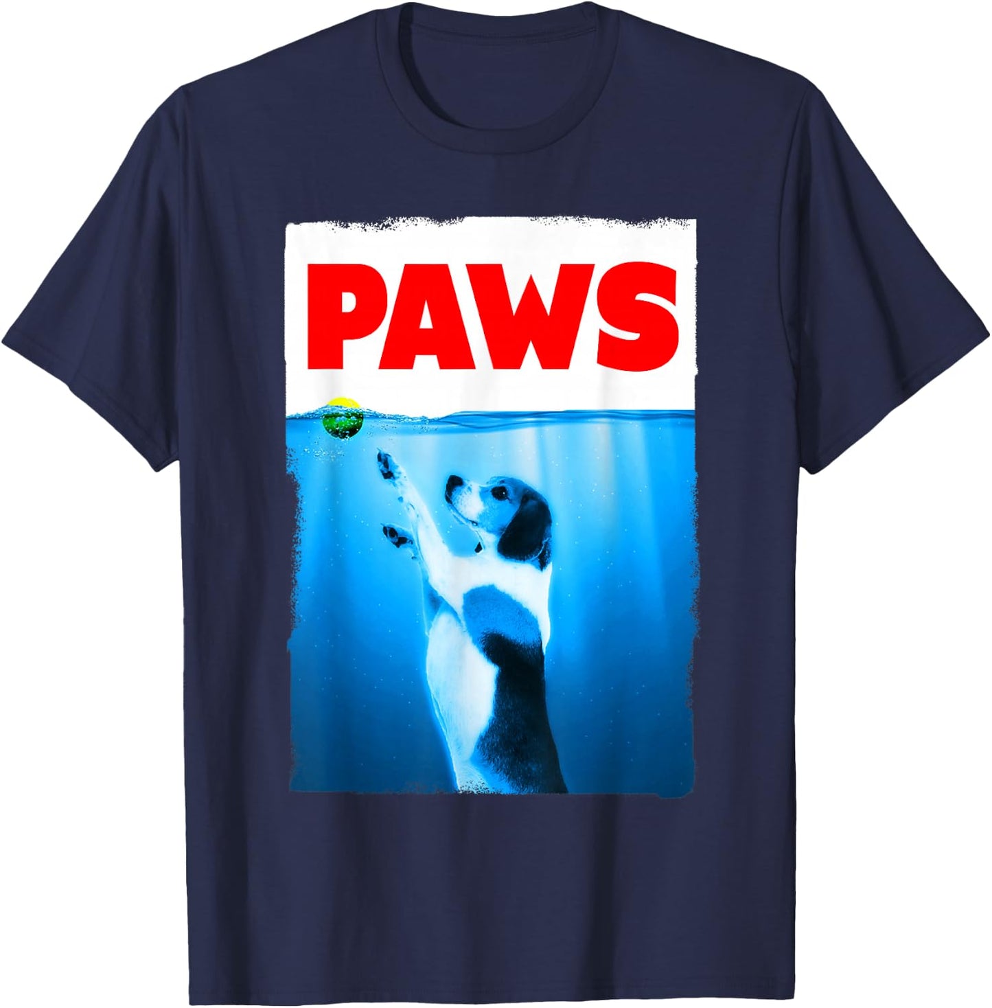 Paws Dog Parody Tennis Ball T-Shirt - T-Shirt | Navy