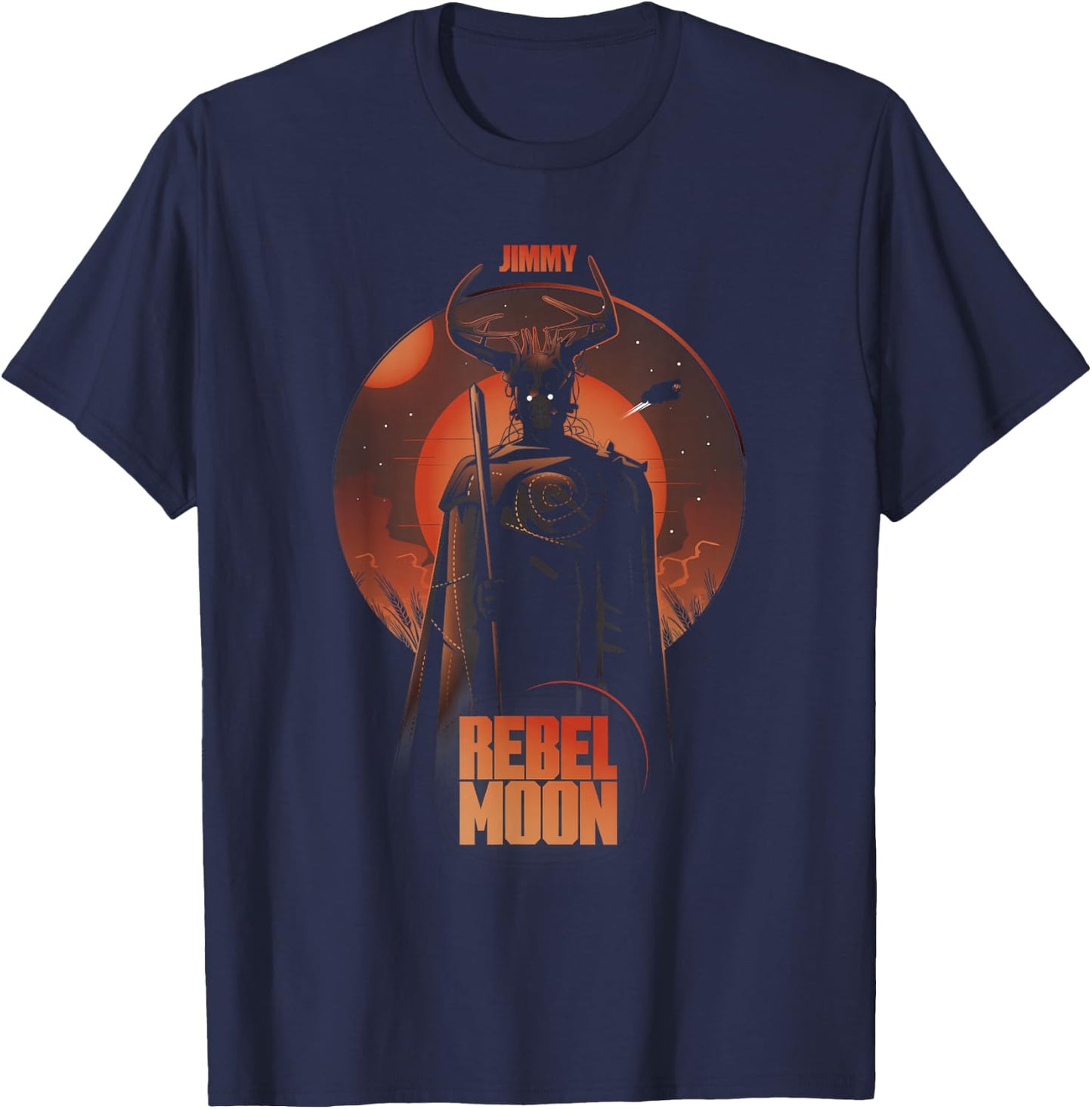 Rebel Moon Red Galactic Jimmy Celestial Silhouette Poster T-Shirt - T-Shirt | Navy
