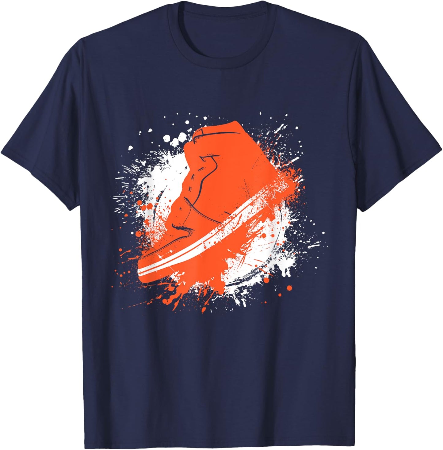 Army Green with Solar Orange Sneaker Graphic T-Shirt - T-Shirt | Navy