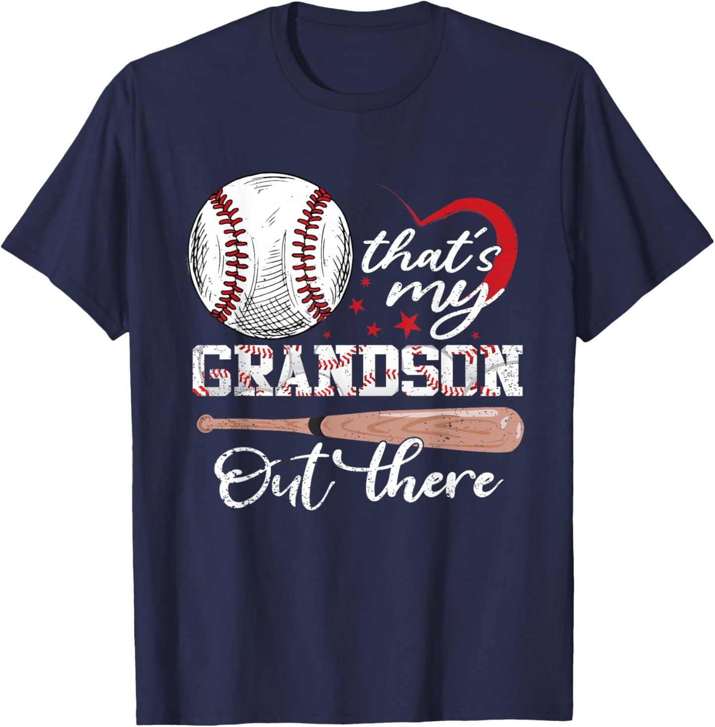 That's My Grandson Out There Baseball Mother's Day T-Shirt - T-Shirt | Navy